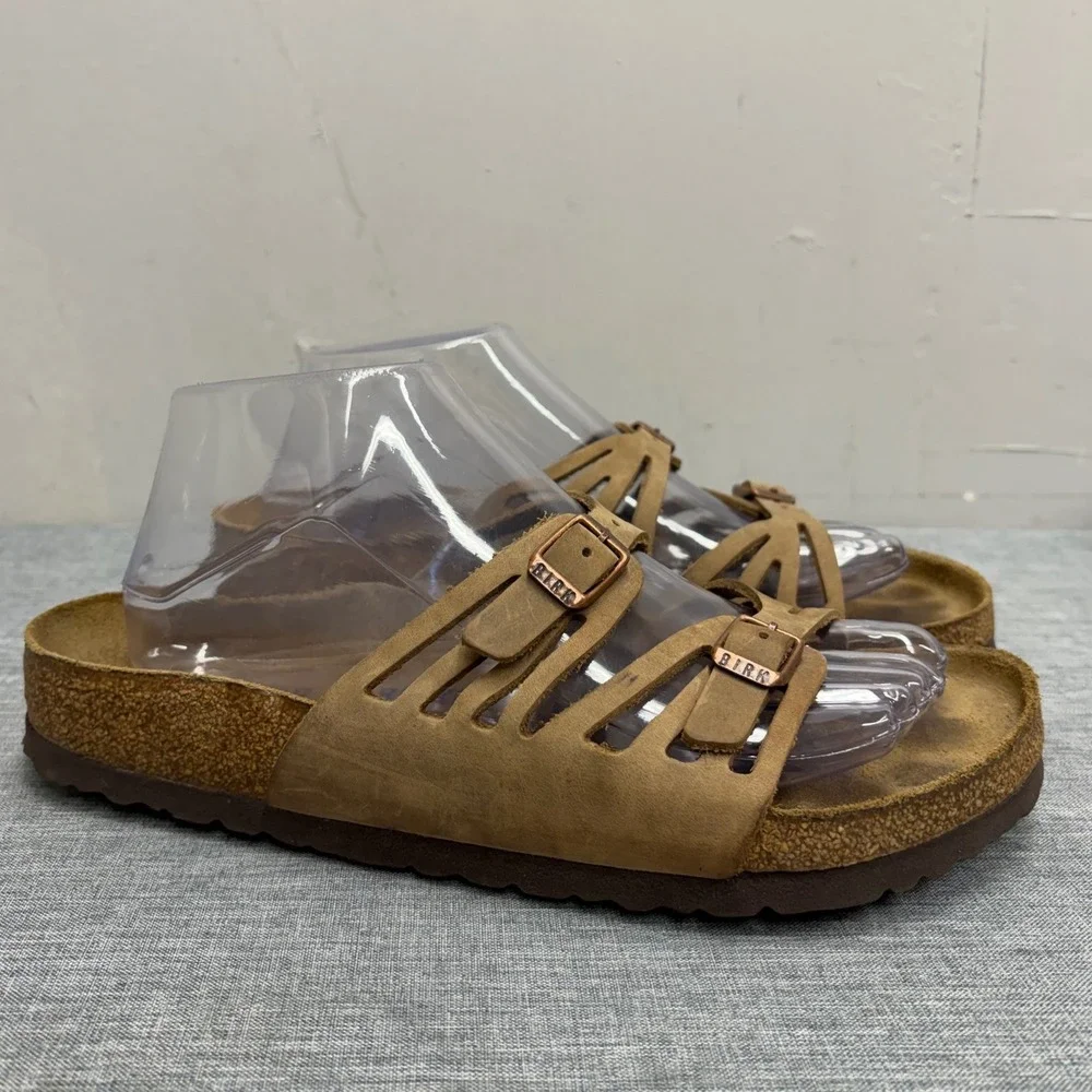 Birkenstock Granby Sandals Women Size 9 Brown Tobacco Nubuck Leather Multi-Strap